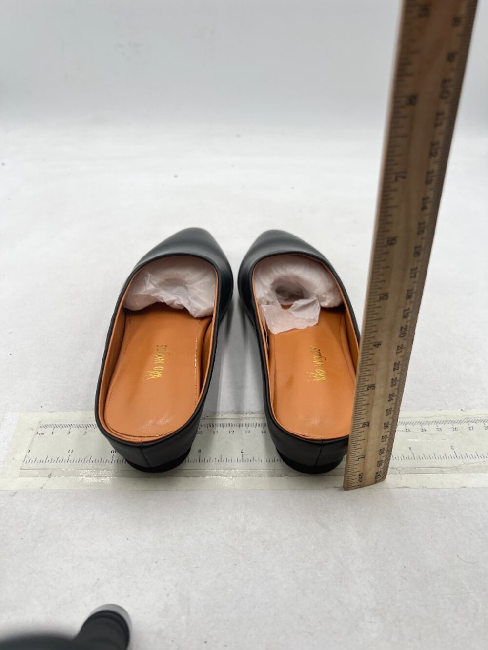 Wo Wagas Black Mules Low Wedges Heels Slipper Squared Toe Slip On Shoes Indoor - Picture 5 of 8